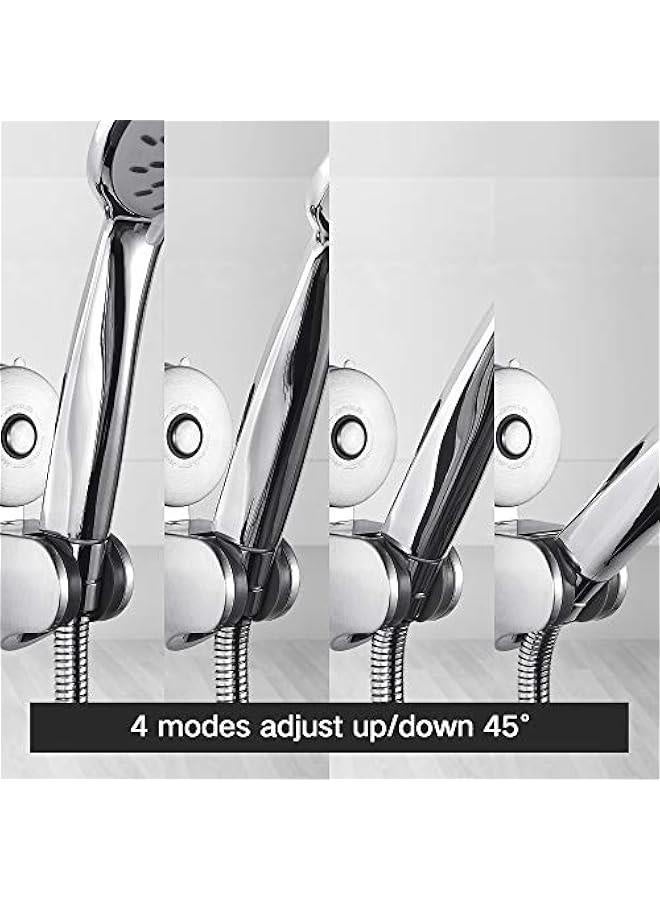 Shower Head Holder Suction Cup Handheld Shower Bracket Removable Bidet Sprayer Holder Fits Universal G 1/2'' Connector, Stainless Steel, 4 Mode Angle Adjustable, Brushed Finish - Image 3