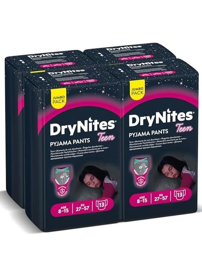 هاجيز Drynites بيجامة سروال 8 15 سنة حفاضات ترطيب السرير للبنات 27 57 كجم عبوة ضخمة 52 سروال  - Image 2