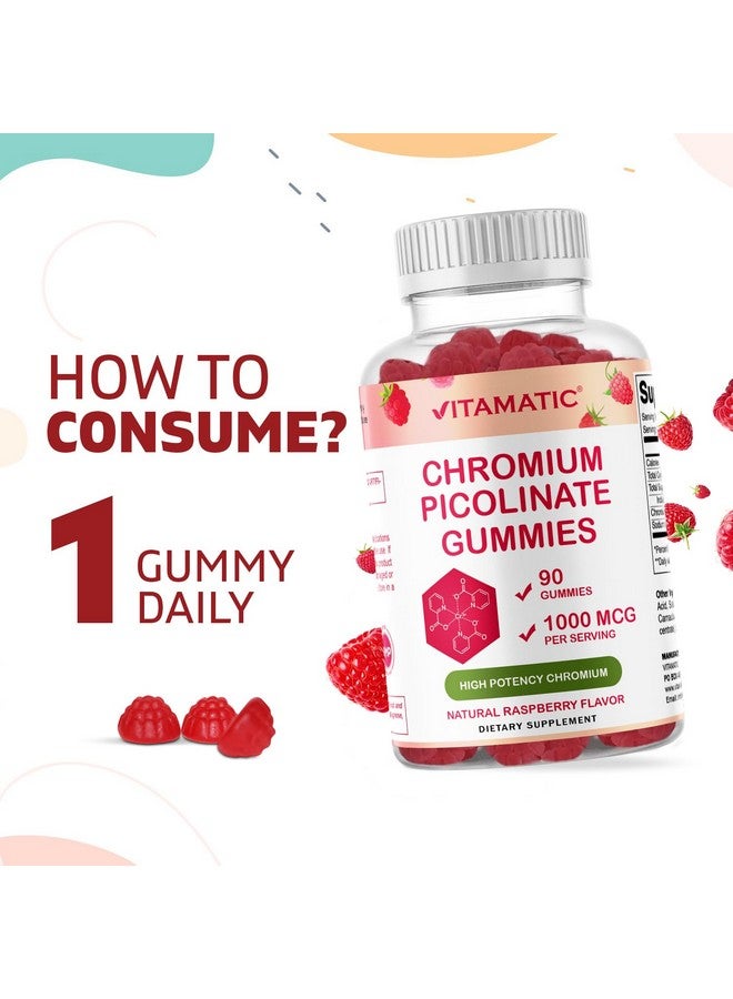 Vitamatic فيتامينات كروم بيكولينات 1000 ميكروغرام - 90 حبة جيلاتينية - كروم عالي الفعالية - نكهة التوت - Image 3