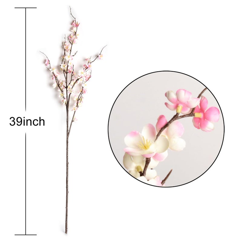 SLanC 5Pcs Silk Cherry Blossom Branches 39'' Artificial Flowers Faux Cherry Blossom Stems for Vase Summer Spring Wedding Decor (5, Pink) - Image 3