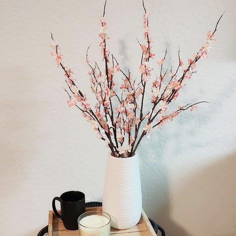 SLanC 5Pcs Silk Cherry Blossom Branches 39'' Artificial Flowers Faux Cherry Blossom Stems for Vase Summer Spring Wedding Decor (5, Pink) - Image 2