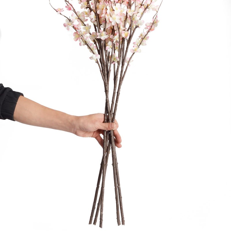 SLanC 5Pcs Silk Cherry Blossom Branches 39'' Artificial Flowers Faux Cherry Blossom Stems for Vase Summer Spring Wedding Decor (5, Pink) - Image 4