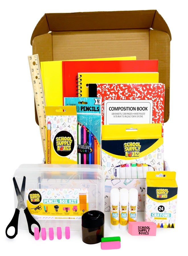 School Supply Boxes Back to School Supply Box - Grades K-5 Back to School Supplies - 32 Piece Kit with Handle Box - Image 3