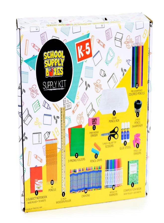 School Supply Boxes Back to School Supply Box - Grades K-5 Back to School Supplies - 32 Piece Kit with Handle Box - Image 2