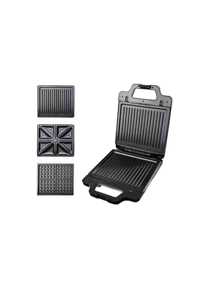 sokany - 3-in-1 sandwich maker (grill, toast, waffle), double-sided heating, large size, 1400 watts - Image 1