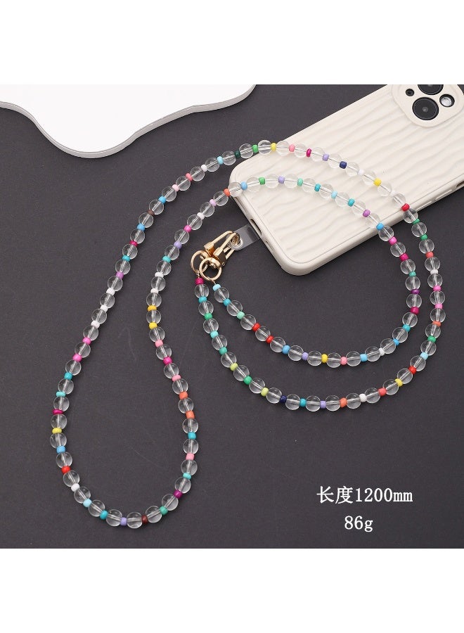 NIBEMINENT Phone Charm/ Chain Strap for Women Girls, Pearl Sliver Cell Phone Case Lanyard Wrist Strap