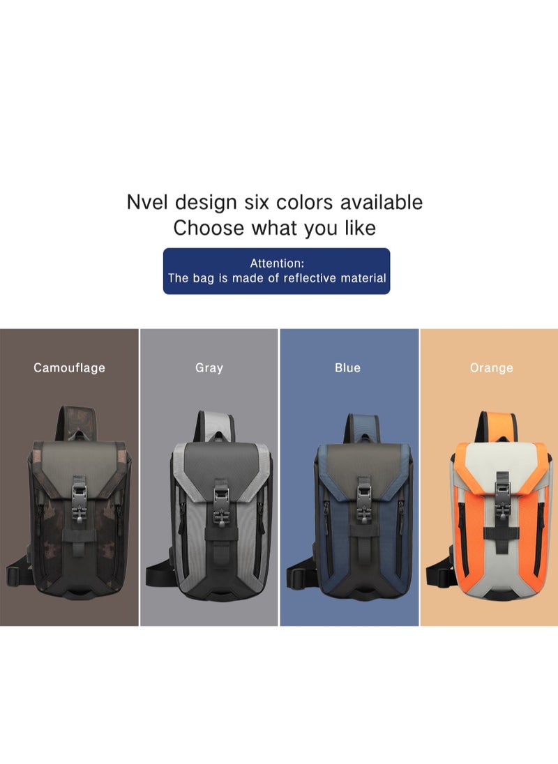 OZUKO - Ozuko Outdoor Multifunctional Sling Bag ,Backpack ,Shoulder ,Chest ,Daypack and Crossbody with External USB Charging Port Fabric Oxford Water Resistant 34*10*20 CM - Blue - Image 1