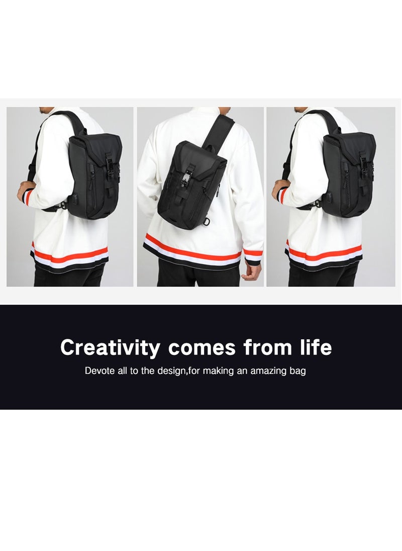 OZUKO - Ozuko Outdoor Multifunctional Sling Bag ,Backpack ,Shoulder ,Chest ,Daypack and Crossbody with External USB Charging Port Fabric Oxford Water Resistant 34*10*20 CM - Blue - Image 1