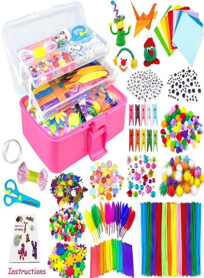 VLUSSO Arts and Crafts Supplies for Kids DIY Craft Kits Art Supplies Materials Kids Crafts Set with Pipe Cleaners Craft Box Preschool Homeschool Toys Gift for Kids Boys and Girls Age 4 5 6 7 8 - Image 1