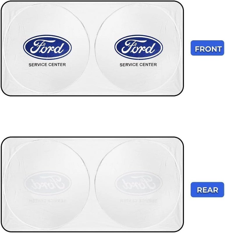 Ford Foldable Car Windshield Sunshade for Front Glass – 150 × 75 cm Reflective UV Protection Sun Shade, Heat Reduction Interior Protector with Easy Twist Fold Storage - Image 3