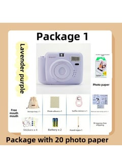 Product Of Paperone CCD Mini Camera One-time Imaging Photo Paper Cheap Student Camera Retro Photo Portable-Body Color:Lilac-package 1