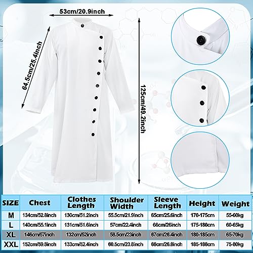 Jiuguva 9 Pcs Halloween Mad Scientist Costume for Adult Men Including Coat Belt Cup Gloves Goggles Wig Mustache Eyebrows(X-Large) Black - Image 3