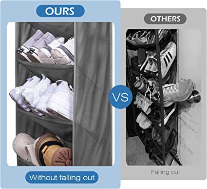 Dhadh Door Shoe Rack with Deep Pockets for 12 Pairs of Shoe Organizer Over the Door Hanger for Closet and Dorm Narrow Door Shoe Storage, - Image 3
