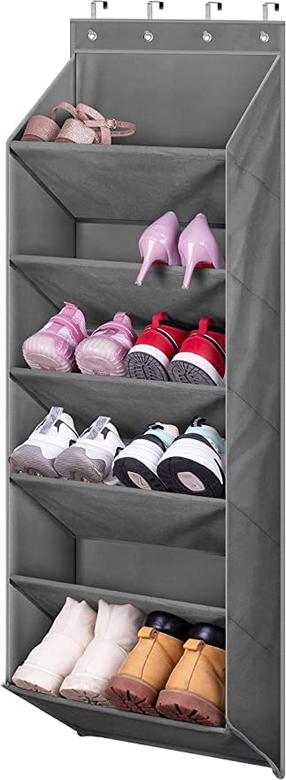 Dhadh Door Shoe Rack with Deep Pockets for 12 Pairs of Shoe Organizer Over the Door Hanger for Closet and Dorm Narrow Door Shoe Storage, - Image 1
