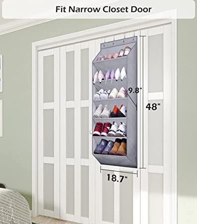Dhadh Door Shoe Rack with Deep Pockets for 12 Pairs of Shoe Organizer Over the Door Hanger for Closet and Dorm Narrow Door Shoe Storage, - Image 4