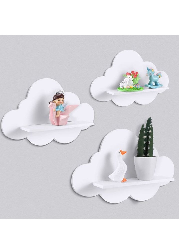 Generic Fun Cloud Floating Wavy Shelves, Funky Danish Design Wall Shelf, Preppy Bookshelf for Wall (Set of 3), Wood, Painted IR  - Image 1