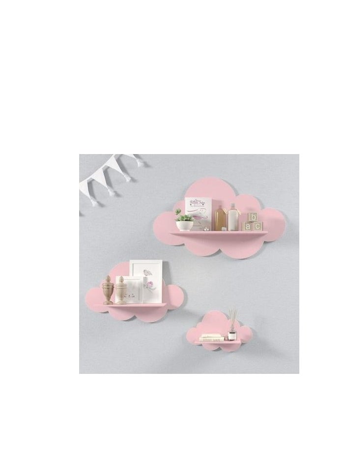 Generic Fun Cloud Floating Wavy Shelves, Funky Danish Design Wall Shelf, Preppy Bookshelf for Wall (Set of 3), Wood, Painted IR  - Image 3