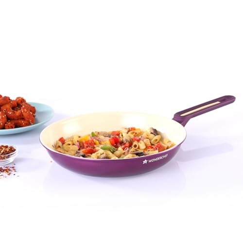 Wonderchef Bellagio Fry Pan | 20 cm | 1.1 L | Non-Stick Ceramic Coating | Non-Toxic | Pure Aluminium | PFAS and PFOA Free | 3mm Thickness | Two-Tone Soft-Touch Handle | Firm Grip | 2 Years Warranty - Image 1