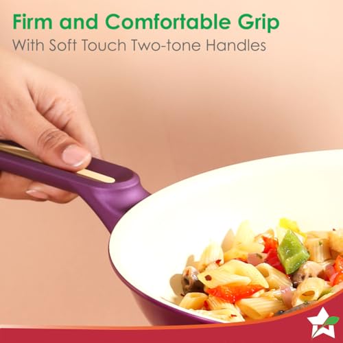 Wonderchef Bellagio Fry Pan | 20 cm | 1.1 L | Non-Stick Ceramic Coating | Non-Toxic | Pure Aluminium | PFAS and PFOA Free | 3mm Thickness | Two-Tone Soft-Touch Handle | Firm Grip | 2 Years Warranty - Image 4