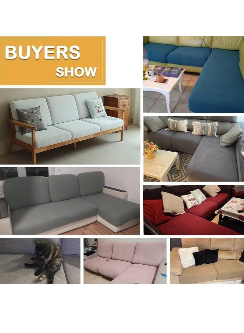 Elastic cushion cover for single L-shaped cushion for chaise longue sofa, 1, 2, 3 cushion sofa cover, soft furniture protective cover - Image 4