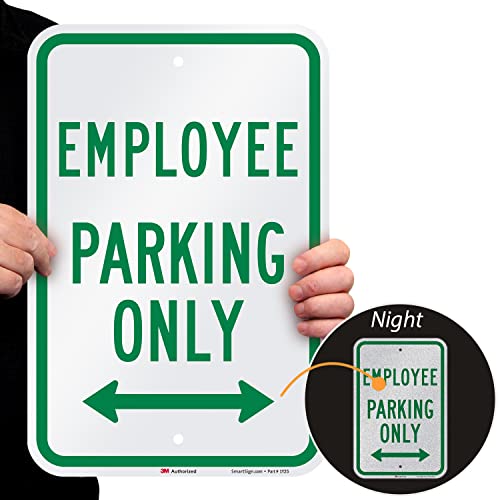SmartSign "Employee Parking Only" Sign With Bidirectional Arrow By SmartSign | 12" x 18" 3M Engineer Grade Reflective Aluminum - Image 2