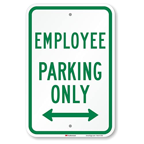 SmartSign "Employee Parking Only" Sign With Bidirectional Arrow By SmartSign | 12" x 18" 3M Engineer Grade Reflective Aluminum - Image 1