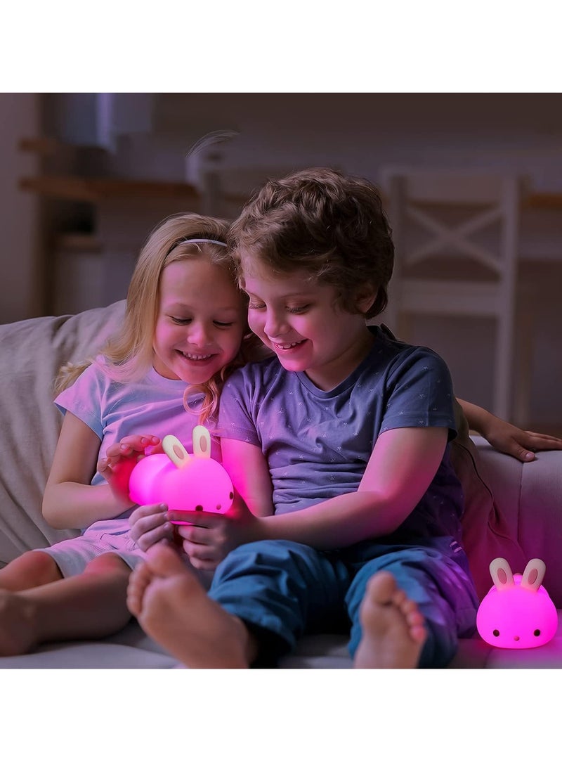 Cute Kids Night Light Night Lamp Night Lights for Kids Bedroom Toddler Baby Portable Silicone Battery Led Nightlight Nursery (Cute Bunny) - Image 5