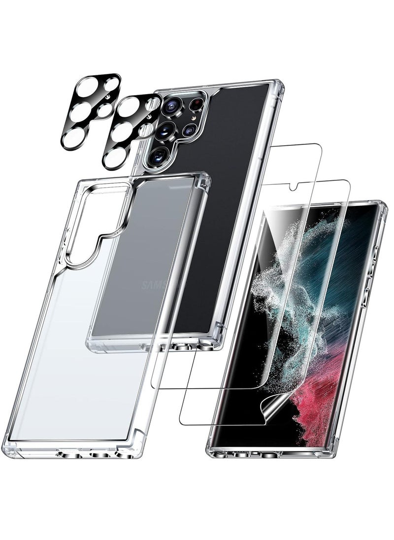 Raxoom "Samsung S23 5G 5-in-1 Protection Kit: Clear Matte-Finish Case with 2 Lens Protectors & 2 Screen Protectors, Shockproof & Anti-Scratch" - Image 1