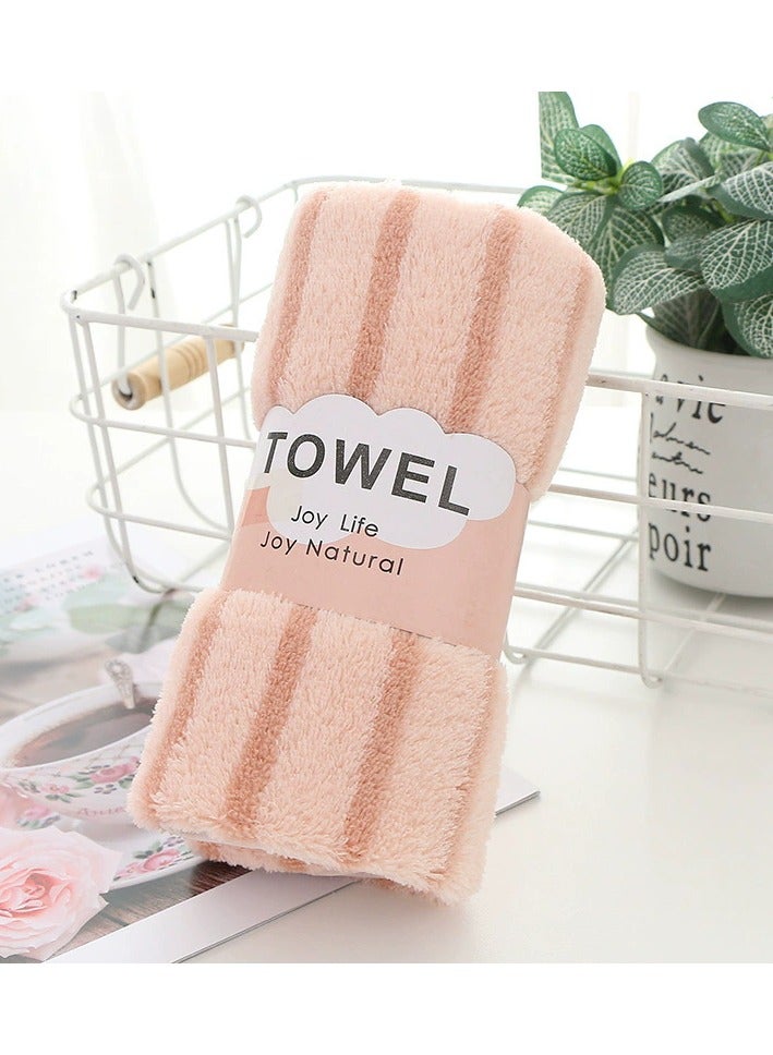 Coral fluff towel thickened absorbent striped face wash towel 