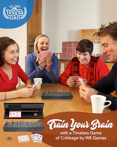 WE Games Wooden Cribbage Board Game Set with Storage Black Stained Continuous 3 Track Card Game for 23 Players - Image 5