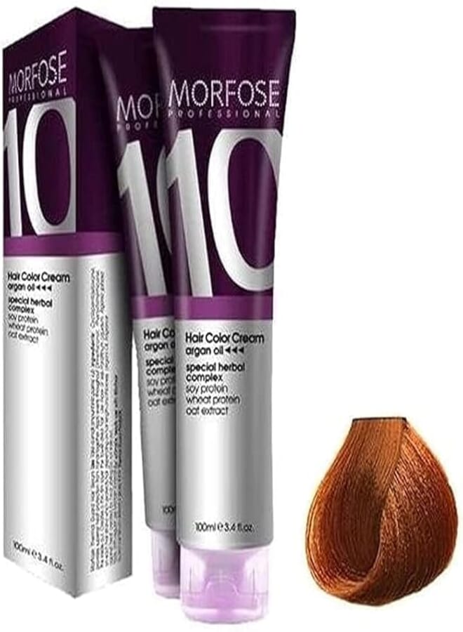 Morfose 10 professional hair colour cream 100 ml, no. 8.34 light copper auburn