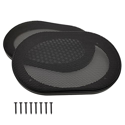 Fuhengli 4" x 6" Speaker Grill Covers, Car Speaker Subwoofer Guard Protector, ABS Plastic Frame with Metal Mesh, Black - 2Pcs - Image 1