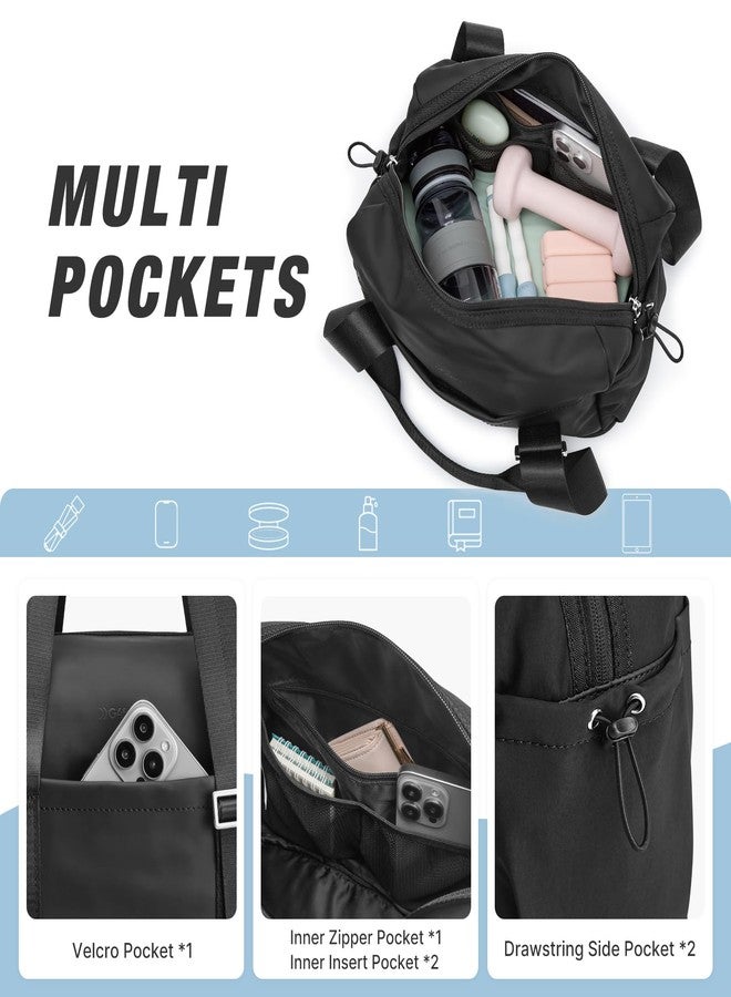 جي4فري حقيبة رياضية صغيرة من G4Free سعة 10 لتر، حقيبة سفر صغيرة خفيفة الوزن مزودة بجيب مقاوم للماء للنساء والرجال، حقيبة سفر صغيرة لطيفة للتمارين الرياضية والسفر، أسود - Image 3