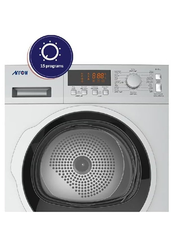 Arrow 8Kg Heat Pump Clothes Dryer, 15 Programs, LED Display, 170° Door Open Angle, Anti-Crease Function, Round Door Style | RO-08GDHS  - Image 3