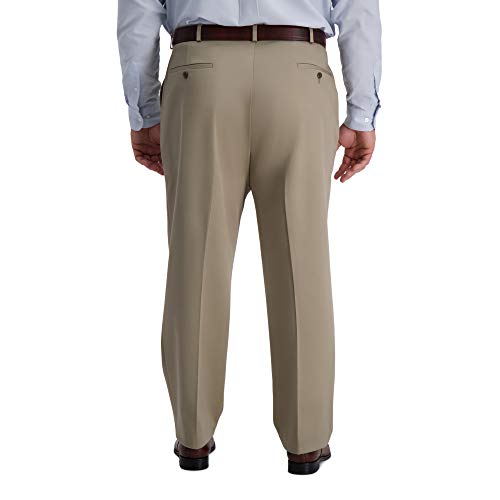 Haggar Men's Iron Free Khaki Classic Fit Flat Expandable Casual Pant Pants, Medium Khaki, 54 x 30 - Image 3
