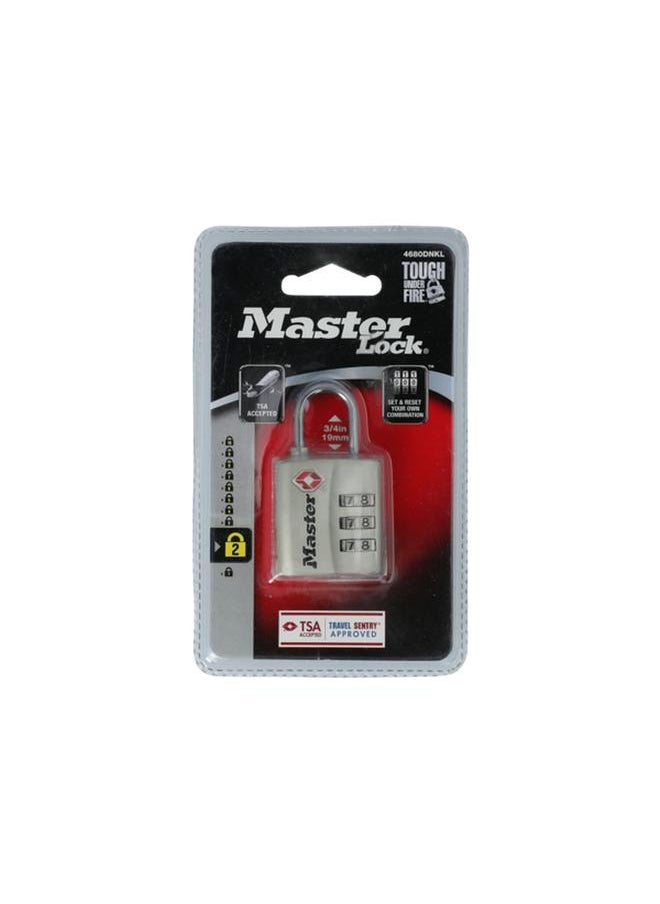 Master Lock 3-Dial Resettable Combination Luggage Padlock Nickel 30mm 4680DNKL  - Image 1