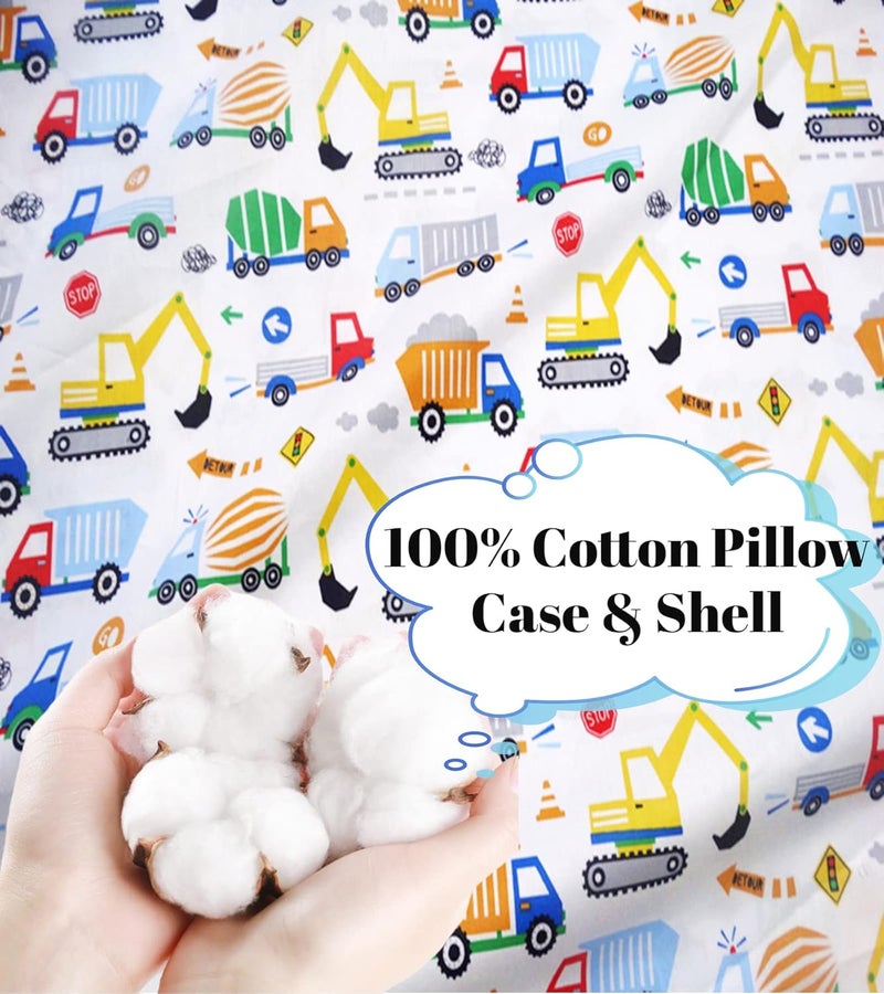 Baby Amabc Baby Toddler Pillow Cases Trcuk Pattern  Child Pillowcase Fit Kids  Travel Pillows 13 x 18 14 x19  Soft Cotton Pillows Cover Set of 2 Envelope Pocket Durable Well Stitched Boy Girl Crib Bedding - Image 3