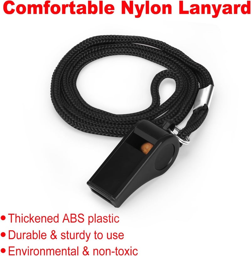 FYA Plastic Whistle with Lanyard, Loud Clear Black Whistles Bulk Great for Coaches, Referees, and Officials - Image 3