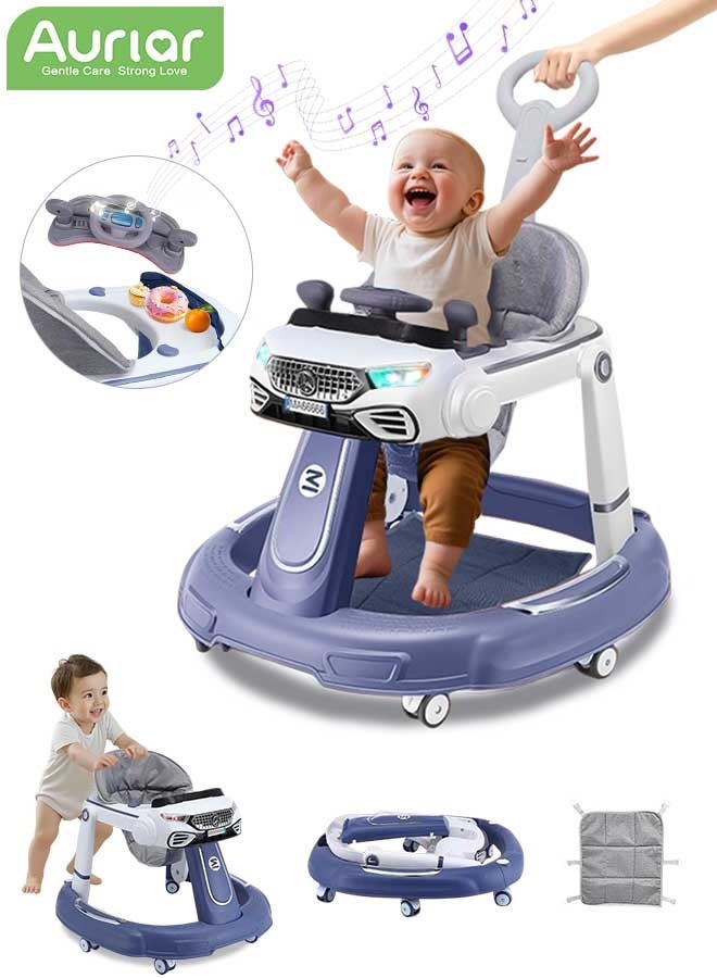 الأورلار مشاية أطفال متعددة الوظائف ٥ في ١، مقبض دفع قابل للإزالة، صينية ألعاب موسيقية/كرسي طعام، ارتفاع قابل للتعديل مع مسند قدم، قابلة للطي للتخزين، مقعد قابل للغسل، عجلات صامتة ٣٦٠°، مناسبة لعمر ٦–٢٤ شهرًا - Image 1