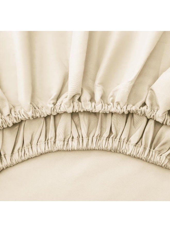 PanaX Bedding Super King Bed Sheets Set - 4 Piece Bedding - Brushed Microfiber And Fade Resistant - Easy Care (Ivory, Super King) - Image 5