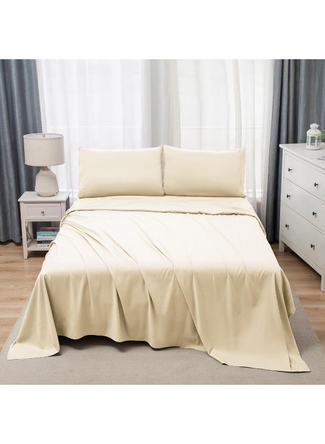 PanaX Bedding Super King Bed Sheets Set - 4 Piece Bedding - Brushed Microfiber And Fade Resistant - Easy Care (Ivory, Super King) - Image 2
