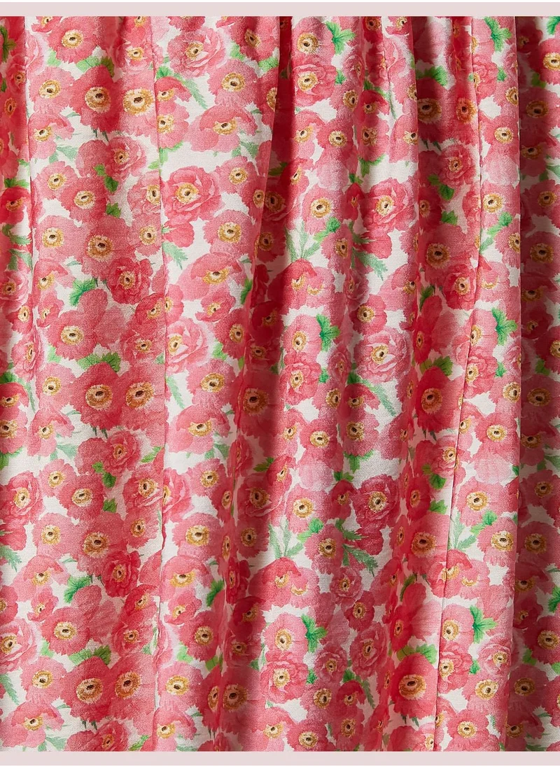 KOTON Floral Long Dress Square Neck Strappy