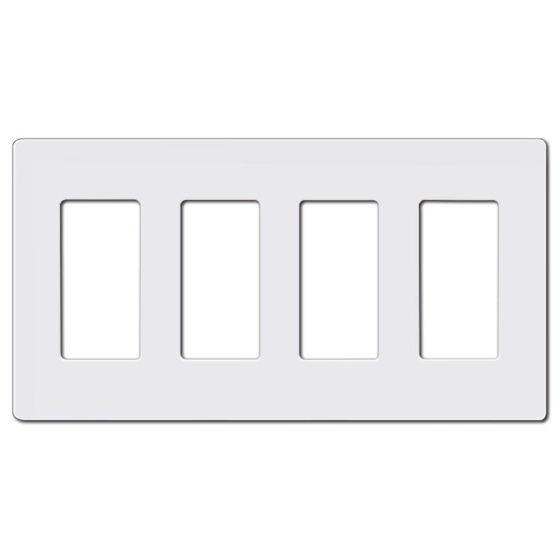 CML Hardware CML Decorator Screwless Wall Plate, 4-Gang Light Switch Covers, Decor Outlet Cover Plate, Standard Size 4.68â€X 8.34â€, Impact Resistant, White - Image 1