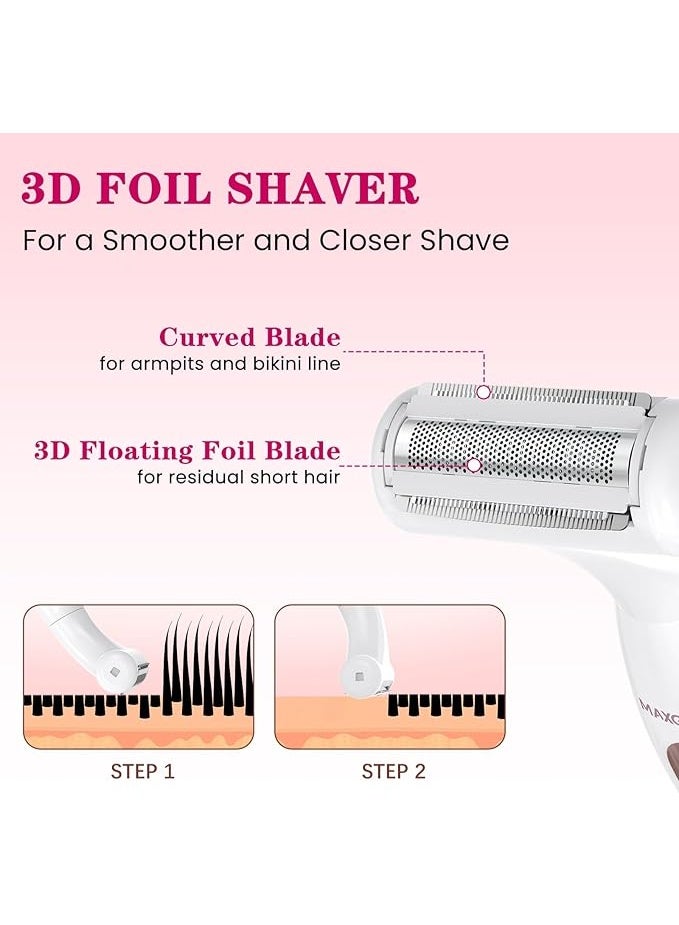 MAXGROOM Women’s Bikini Trimmer – All-in-One Waterproof Ladies’ Electric Razor & Shaver，Rechargeable Body Grooming Kit for Legs, Armpits, Face, Eyebrows & Bikini Line (White) - Image 2