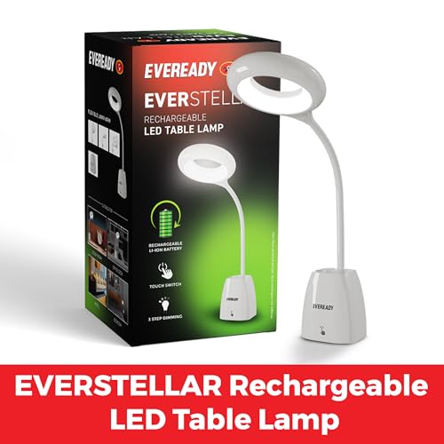 Eveready Polycarbonate 3-in-1 Table Lamp with Flexible Gooseneck, 3-Step Touch Dimming, USB Charging, Pen Holder & Phone Stand - Portable LED Light for Home, Office & Study - Image 2