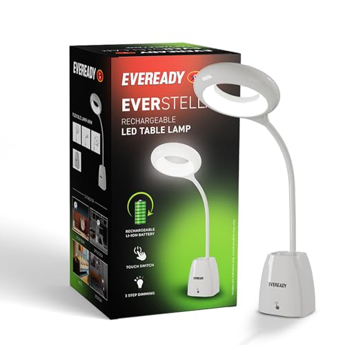 Eveready Polycarbonate 3-in-1 Table Lamp with Flexible Gooseneck, 3-Step Touch Dimming, USB Charging, Pen Holder & Phone Stand - Portable LED Light for Home, Office & Study - Image 1