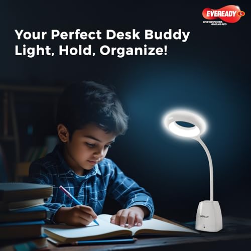Eveready Polycarbonate 3-in-1 Table Lamp with Flexible Gooseneck, 3-Step Touch Dimming, USB Charging, Pen Holder & Phone Stand - Portable LED Light for Home, Office & Study - Image 5