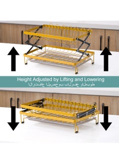 LKTOCAFT Liftable and Adjustable Design 2 tier Dish Drying Racks, Stainless Dish Drying Stand, Stable Dish Racks for Kitchen Storage(Black)  - Image 2