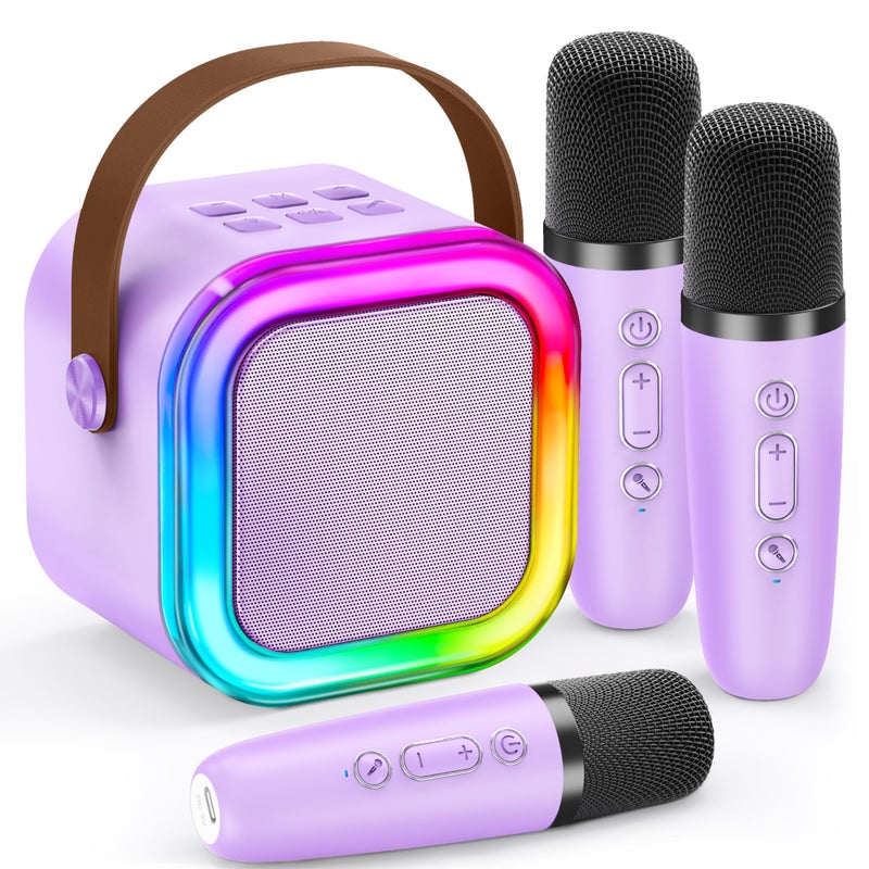 IROO Mini Karaoke Machine for Kids 2026 TOP Toys Birthday Gifts Ideas for Girls Ages 4 5 6 7 8 9 10 12 Years Old Portable MP3 Player with 3 Wireless Mics for Family Home Party - Image 3