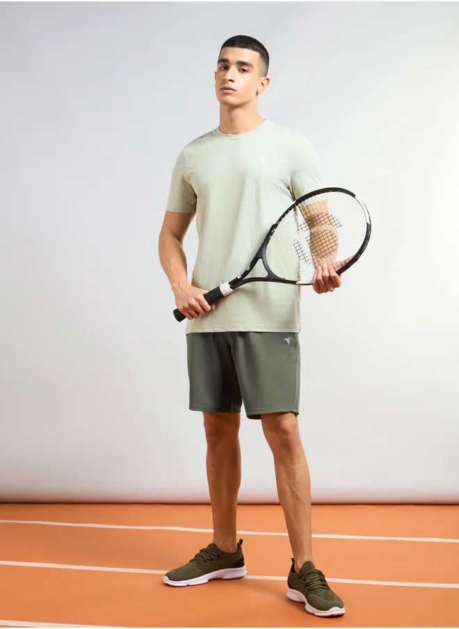 تكنوسبورت Men Solid Slim Fit  Shorts with TS Flexi